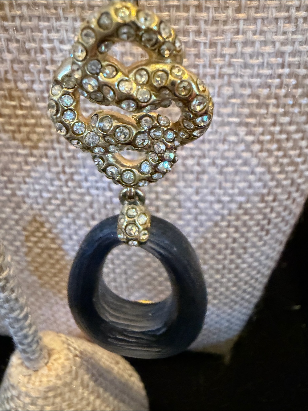 Alexis Bittar Gold Crystal & Black Lucite Dangle Earrings - Picture 2 of 10